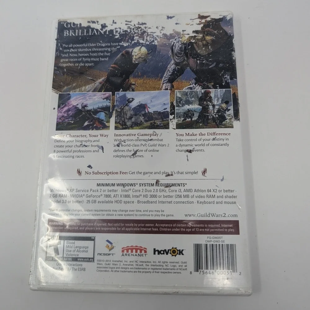 Guild Wars 2 PC Game DVD-ROM ArenaNet 2-Disc Set with Manual and Serial‎ Code